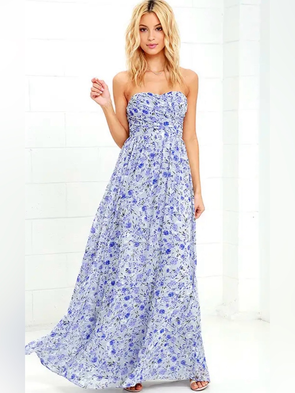 NEW! Lulu's Strapless Floral Maxi Dress